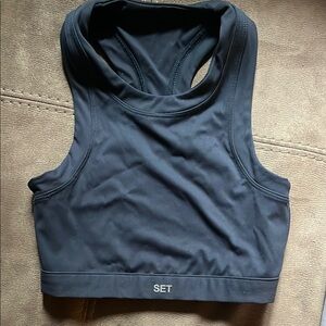 SET Active Navy Blue Sports Bra with Racerback Design